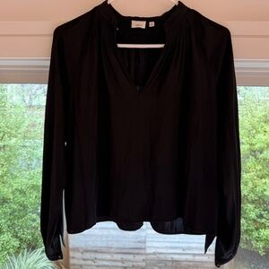 Wilfred XXS Black Shirred Neckline Blouse